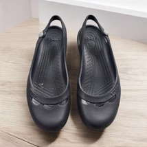 Crocs Jayna Women 10 Black Slingback Ballet Flats Slip On Jewel Flower M... - $21.45