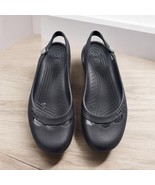 Crocs Jayna Women 10 Black Slingback Ballet Flats Slip On Jewel Flower M... - $21.45