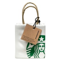 Starbucks White Tote Siren Shopping Bag Ceramic Ornament Gift Relief Hol... - £23.73 GBP