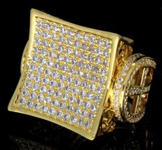 Mens Cubic Zirconia Pinky Ring Kite Design 18k Gold Plated Cz Rapper Hip Hop - £11.76 GBP