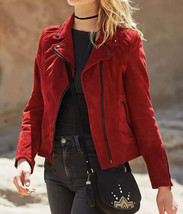 Veste en cuir suédé rouge pour femme Biker Moto Taille XS SML XL XXL3XL... - £122.87 GBP