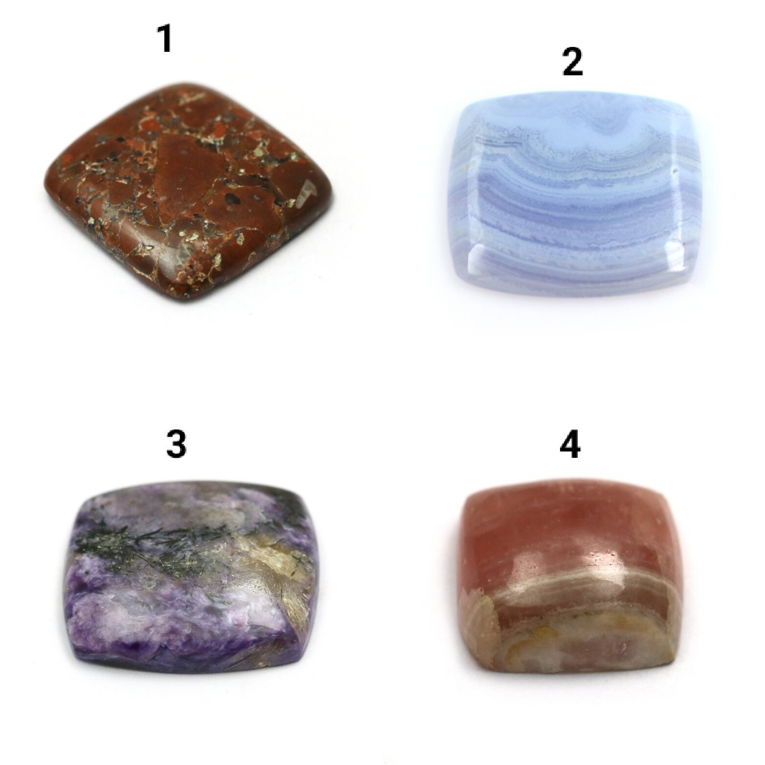 Cushion Shape, Moss Agate, Charoite, Blue Lace Agate, Jasper, 89.34 Cttw... - $12.00