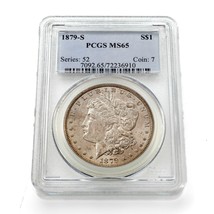 1879-S Plateado Morgan Dólar Graduado Por Calidad Como MS-65! Hermoso Moneda - £235.58 GBP