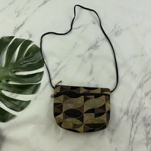 Danny K Vintage Y2k Tapestry Purse Bag Tan Brown Geometric Cross Body Boho - $28.70