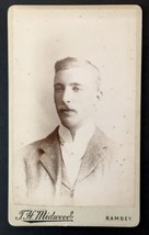 Antique CDV of Dapper Moustache Man Pursed Lips  T.H. Midwood Ramsey Isle of Man - £9.26 GBP