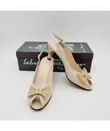 Salvatore Ferragamo Womens Shoes Ivory Sling Back Butterfly Leather Sz 6... - $46.74