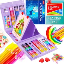 Arts And Crafts Supplies Drawing Kits With Trifold Easel, Sketch Pad, Co... - $48.99