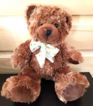 MS Teddy Bear Co Brown 12 Inch Plush Stuffed Animal Toy Gold Bow - $9.89