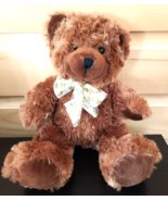 MS Teddy Bear Co Brown 12 Inch Plush Stuffed Animal Toy Gold Bow - £7.73 GBP