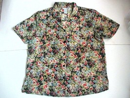 Anna and Frank 100% Silk Floral Short Sleeve Blouse Size XL - $16.99