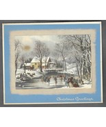 VINTAGE 1940s WWII ERA Christmas Greeting Holiday Card VICTORIAN ICE SKA... - £11.63 GBP