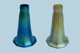 Art Glass Favrile Gold & Blue Standard Lily Tiffany Steuben  - $58.00