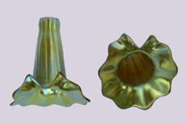 Art Glass Favrile Gold or Blue Split Lily Shade - £51.95 GBP