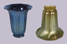 Art Glass Favrile Gold or Blue Trumpet Shade - £84.35 GBP