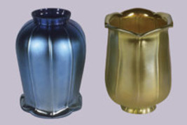 Art Glass Favrile Gold or Blue Tulip Shade - $128.00
