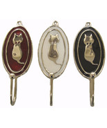 Art Deco Cat Silhouette Hook in Chrome Metal with Enamel Pai - £9.55 GBP