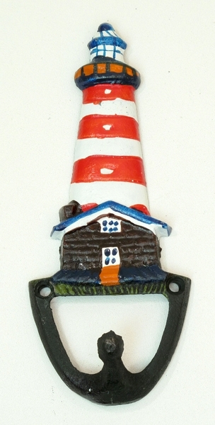Nautical Hand-Painted Cast Iron Lighthouse Hook in Red - $8.50