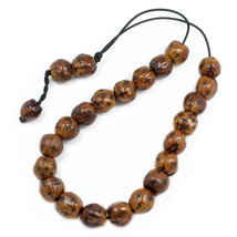 Worry Beads - Komboloi -  Scented Nutmeg Seeds with Engraved Crosses - Brown  - £25.28 GBP