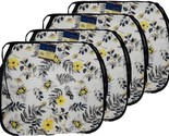 Set of 4 Same Printed Thin Cushion Chair Pads w/black ties, BEES &amp; LEAVE... - $21.77