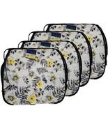 Set of 4 Same Printed Thin Cushion Chair Pads w/black ties, BEES &amp; LEAVE... - $21.77