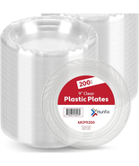 200 Clear Plastic Plates Set - 9 Inch Plastic Dinner Plates, Disposable ... - $45.76