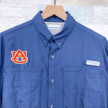Auburn University Tigers Columbia PFG Tamiami Fishing Shirt Blue Mens Medium - $34.64