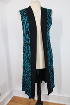 Soft Surroundings SP Blue Black Sleeveless Open Long Duster Cardigan Top 38036 - £25.81 GBP