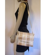 New SHARIF Metallic Leather Basketweave Woven Shoulder Bag Purse Bead Ta... - £35.04 GBP