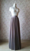Brown Long Tulle Skirt Women Custom Plus Size Tulle Maxi Skirt Bridesmaid Skirt image 3