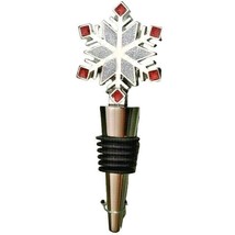 Snowflake Wine Bottle Stopper Silver Red Square Rhinestones Holiday Gift New - £14.22 GBP