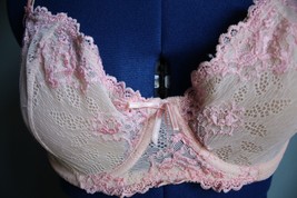 gilligan &amp; O&#39;Malley Women&#39;s Pink Sheer Lace Underwire Bra ~34DD~ - £9.72 GBP