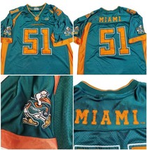 Vintage Colosseum Miami Hurricanes 2 Sided Football Jersey Mens Size XL Green - $57.65