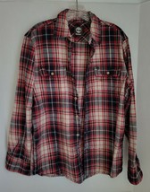 Timberland Mens Button Down Flannel Shirt Red Plaid Long Sleeve Size Medium - $13.98