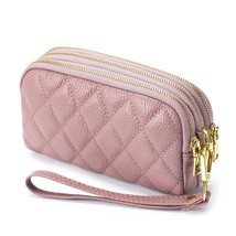 Leather Wallet Women  Handbag 3 Layers Zipper Wristlet Bag Big Capacity Ladies C - £139.58 GBP