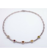 Gorgeous Multi Colors Genuine Gemstones Necklace Set In Sterling Silver - $5,388.37 MXN