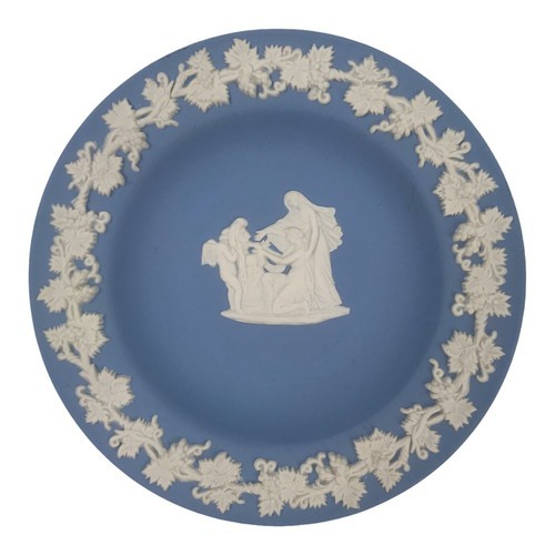 Vintage Wedgwood Blue Jasperware Round Pin Tray Trinkets Made In England... - $10.34