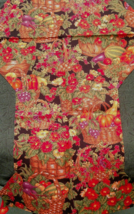 Fabric Red Rooster  Harvest Bounty Grapes Squash Berries Flowers in Bask... - $1.95