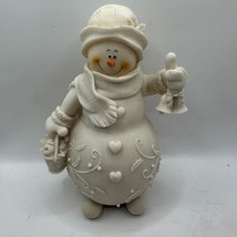 Vintage 2003 Don Mechanic Enterprises Snowman Figurine With Basket &amp; Bell - £11.50 GBP