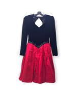 Scott McClintock Vintage 80s Red Taffeta Black Velvet Party Dress Size 4... - £44.50 GBP