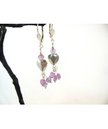 Sterling Silver Earrings with Amethyst and Sterling Heart Beads RKS564 - £27.94 GBP