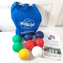 Murbles game Standard 8 Balls Travel Bocce Bag Signed by Murray red blue... - £25.57 GBP