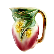 Vintage Art Pottery Retro 1940s Pastel Hand Painted Pottery Pitcher - $27.71