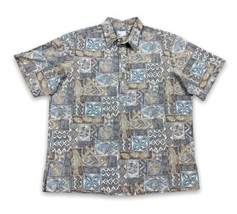 Vintage Hawaiian Reverse Print Tiki Pride of Hawaii Cotton 1/4 Pullover ... - $12.86