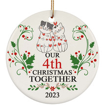 Funny Couple Cat Ornament Christmas Gift Decor 4th Wedding 4 Years Anniversary - £11.78 GBP