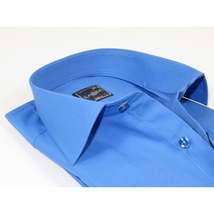 Men's Shirt, Hankie CASILA Turkey Cotton Blend Long Sleeves 502030-05 Solid Blue image 2