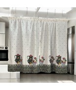 Vintage Handmade 2 Curtain Panels Floral Tea Pot Fruit Basket Polka Dot ... - €26,05 EUR