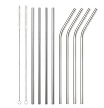 4 pcs Stainless Steel Straw Reusable Metal Drinking Straw With Cleaner B... - £8.32 GBP