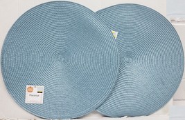 Set of 2 Same Round Woven Polypropylene Placemats (15&quot;) LIGHT BLUE COLOR , TL - £9.48 GBP