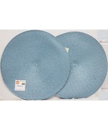 Set of 2 Same Round Woven Polypropylene Placemats (15&quot;) LIGHT BLUE COLOR... - $11.87