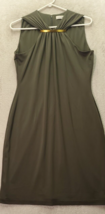 Calvin Klein Sheath Dress Women&#39;s Gray Sleeveless Lined Ring V Neck Back Zipper - £14.74 GBP
